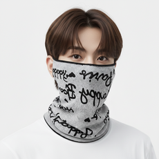 1+1 레터링 멀티 넥워머 두건 겸용 남여공용 방한 스포츠 넥워머, (귀걸이형)그레이 1개+그레이 1개, 2개