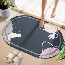 浴室地墊吸水軟硅藻泥腳墊廁所家用衛生間防滑進門口速幹入戶門墊, 1個, 宇宙喵喵【橢圓形】