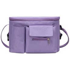 嬰兒推車掛包多功能外出媽咪包 推車奶瓶收納保溫袋 防水嬰兒車置物袋, 紫色（簡約款）