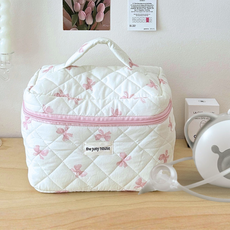 온뉴리 다용도 누빔 기저귀 수납 파우치 콧물 흡입기 보관 화장품 멀티 가방, 핑크리본