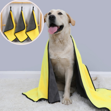 루나핏 강아지 고양이 반려동물 애견 목욕 타올 수건, 노랑, 1개