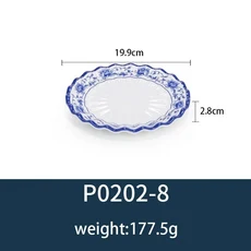 블루 화이트 디너 접시 플라스틱 스낵 창의적인 모조 호텔 레스토랑 스시 차가운 접시 접시 디스크 그릇 주, 08 P0202-8