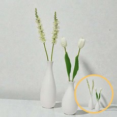 화이트톤거실인테리어세라믹화병 스프링그린테이블연출도자기화병 광택마감공간연출플라워베이스