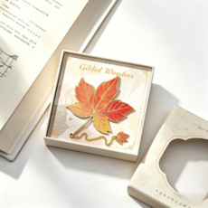 OFFCURVE 빈티지 금속 나뭇잎 책갈피 펜던트 선물세트 감성 북마크, 1개, 오동나무 잎