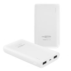 독일 안스만 슬림 보조배터리 10000mAh (USB 2포트 / 스마트폰 핸드폰 충전 등), 화이트, 1700-0067-3