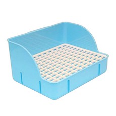 寵物兔大容量四角便盆，天竺鼠適用，寵物籠便盆，兔子用品, 藍色, 1個