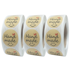 500매입 핸드메이드 handmade 롤 스티커, 3세트, 크라프트(S808) 500매