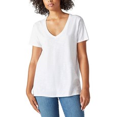 Lucky Brand 여성용 클래식 브이넥 티 밝은 흰색 XX-Large