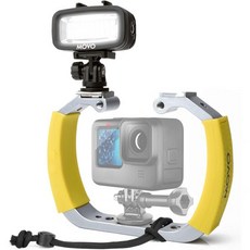 방수 LED 조명이 장착된 Movo DiveRig4 다이빙 장비 번들 - GoPro HERO3 HERO4 HERO5 HERO6 HERO7 HERO8 DJI 오스모 액션캠과 호환, 방수 LED 조명이 장착된 Movo DiveRig4 다