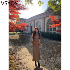 vsyoy 추동 프렌치 분위기 햅번 더블 케이프 원피스 투피스