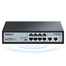 SODOLA 1000Mbps PoE 30W 120W VLAN 허브 스위칭 허브 10포트(PoE급전 포트8 업링크