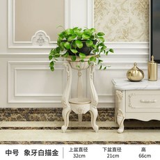 거치대 인테리어 화분선반 엔틱 화분받침대 정리대 거실, M. 66cm 아이보리 화이트 골드 페인트 꽃, 1개