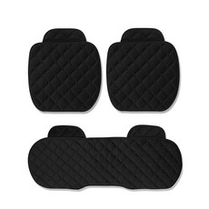 지엠지모터스 차량용 극세사 겨울방석, 3P방석 풀셋트 블랙, 1개