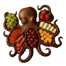 창작 나무 샤퀴테리 보드 치즈 플래터 해산물 파티용 서빙 트레이, B 8in