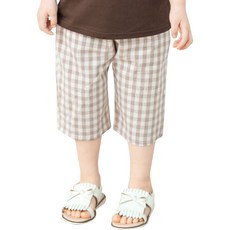 KKAKKUNGNORITER 中性款幼兒韓國製棉質格紋7分褲