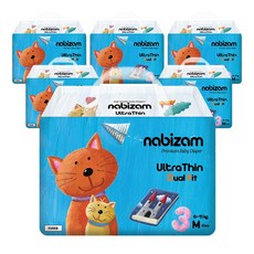 나비잠 기저귀 울트라씬 듀얼핏 밴드 6팩, 중형(M), 240매