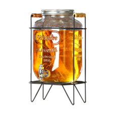 5L玻璃飲料果汁桶套裝 - 附ABS龍頭/鐵架 玻璃派對飲料桶 果汁桶, 1個, 5L玻璃果汁桶套裝-附ABS龍頭/鐵架, 透明, 5L