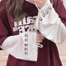 夏季冰袖 防曬 冰絲袖套 防紫外綫 寬鬆 防曬袖套女 高顏值 夏季大碼 騎車開車護手臂 冰袖防紫外線 冰絲, 1個, 白娃娃頭-喇叭袖