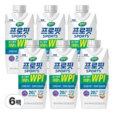 셀렉스 프로핏 스포츠 웨이프로틴 WPI 코코넛 드링크 단백질 음료 무설탕 무지방 분리유청단백질, 6개, 330ml