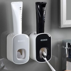 ECOCO 치약 디스펜서 자동 치약짜개, 1개, 블랙