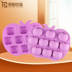 創意蘋果形狀矽膠冰塊模具，適用於果凍、布丁、巧克力、糖果製作, 顏色隨機發, 1個