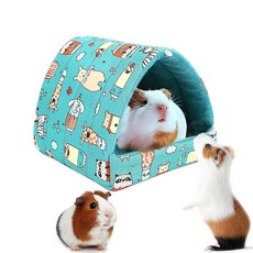 Deofun 작은 동물을 위한 아늑한 면 텐트 - 기니피그 은신처 햄스터 침대 친칠라 쥐 고슴도치를 휴대용 집 17.3 x 18.8cm6.8 7.4인치 그레이 14814, 블루