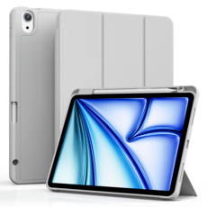 AOUB iPad 보호 케이스 펜 슬롯이 있는 전체 커버리지 낙하 방지 및 굽힘 방지 정밀한 구멍 위치 지능형 절전 및 깨우기, 회색, 1개 회색, 1개