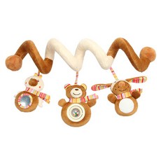 BBSKY 嬰兒床繞玩具 熊兔鳥造型 音樂發聲床鈴 寶寶推車掛飾, 1個, 棕色