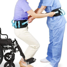 보행 보조 벨트 환자용 간병용 요양원 간호 보조 벨트 재활용 이동 침대 휠체어 보호자 손잡이 서기 안전, 블루 블랙, 1