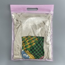 手提拉鍊袋 服飾包裝袋 衣物收納袋 透明袋, 1個, 粉色,大號 (35x40+5cm)
