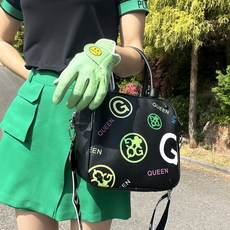 투솜 컬러 큐브 골프 크로스백 여성 라운딩 파우치백 여자 필드 토트백 예쁜 가방, 1개, 블랙