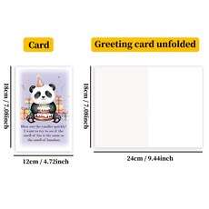 嗨購 可愛熊貓萌趣蛋糕主題派對生日快樂祝福邀請賀卡套裝，多款可選，派對必備，傳遞溫馨祝福, 1個