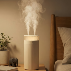 USB 무드등 듀얼 초음파 1L 미니 가습기, 화이트, DR200