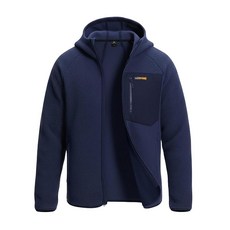 Pioneer Camp 남성용 셰르파 플리스 풀 집업 재킷 후드 가슴 포켓 겨울 따뜻하고 두꺼운 아웃웨어 코트 하이킹 클라이밍 네이비 XL