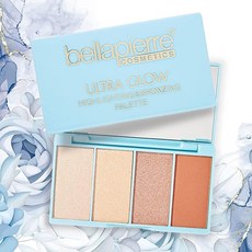 Bellapierre 울트라 글로우 메이크업 팔레트 | 다양한 피부 톤에 맞는 4가지 일루미네이팅 쉐이드 | 무독성 및 파라벤 프리 | 비건 및 크루얼티프리 | 크루얼티프리