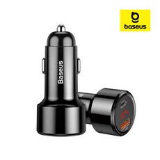 베이스어스 시리즈 PPS 디지털 디스플레이 Type-C PD+QC 듀얼 퀵 자동차 충전기 45W, BS-C20A-X, 블랙