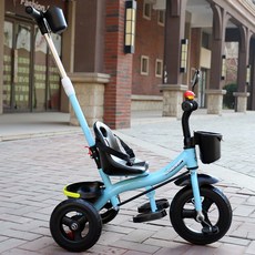 어린이 세발 자전거 1살 3세 유아 트라이크 2살 5세 아기 출산 선물용 유아세발자전거, S 브레이크가 있는 파란색 2-in-1 티타늄 빈 바퀴, 1개