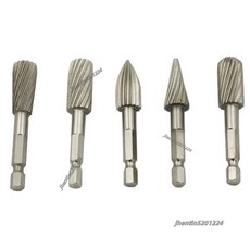 高速鋼旋轉銼刀五件套組，木工雕刻打磨拋光專用，硬質耐用, 5件套硬质高速钢旋转锉刀