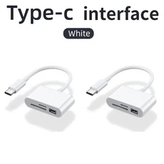 124개 3-In-1 다기능 Type-C-SD 카드 및 TF 카메라 어댑터 리더기 USB 보안 키 지원, 09 3in1 White2 2pcs