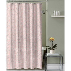 Sweet Home Collection 100% 면 장식 177.8cm x 182.8cm 패션 욕실 샤워 커튼 그레이/미네랄, 화이트/코랄