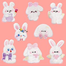 모던시스터즈 캐릭터 토끼 자수 와펜 열접착 패치 8종, 귀염뽀짝 토끼 와펜 세트, 1개