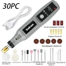 Vakee 16000RPM 로터리 도구 3.7V USB 충전식 미니 그라인더 펜 DIY 공예 보석 제작을 위한 휴대용 전동 공, 04 021 tool B Set