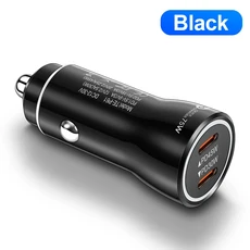 75W 2포트 USB C 차량용 충전기 PD30W PD45W 고속 충전 타입-C 차량용 플러그 라이터 어댑터 휴대폰용, 01 TE-P61 Black