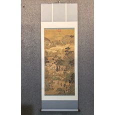 國畫客廳書房掛畫 仇英 十八學士登瀛洲 絹本立軸, 參考詳情頁