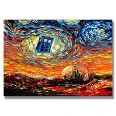 반 고흐 클래식 그림 아몬드 꽃 터 및 별이 빛나는 밤 캔버스 아트 빈티지 벽 장식 그림, 08 0016-09, 14 40x60cm No Frame, 01 빠른, t1459