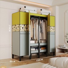 조립식 문달린 간이 옷장 비키니옷장 접이식 자취방 원룸 이불장 드레스룸, 그린블루 1.32m