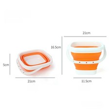 물통 고무 양동이 빠게스 바케스 세차 접는 세차용 청소, 오렌지 3L 정사각형 뚜껑 없음, 1L