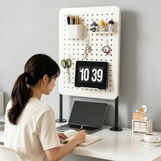 폴라도레 책상 타공판 파티션 철제 사무실 DIY 선반 페그보드, 1단, 아이보리