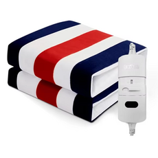 [재입고] 전자파 안심 분리난방 고급 전기요 가성비 온열매트 듀얼제어 극세사 벨벳 싱글 더블 퀸 사이즈, 70x150cm, 스트라이프