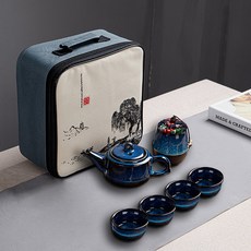 Fowod 휴대용 색유약 다기 세트, 3개, 3개